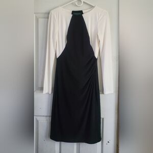 Lauren Ralph Lauren Black & White Long Sleeve Dress, Size 4